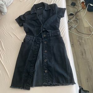 XS zara like-new black denim mini dress